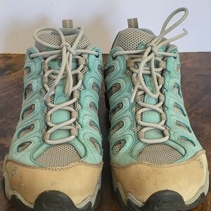 OBOZ Sawtooth Low Hiking Boots Women's Green Leather Waterproof Trail - US 10